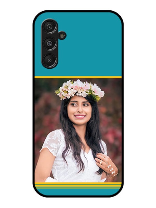 Custom Galaxy F34 5G Custom Glass Phone Case - Yellow & Blue Design