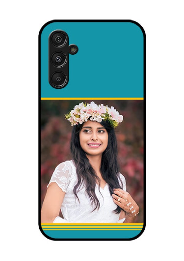 Galaxy F34 5G Custom Glass Phone Case - Yellow & Blue Design