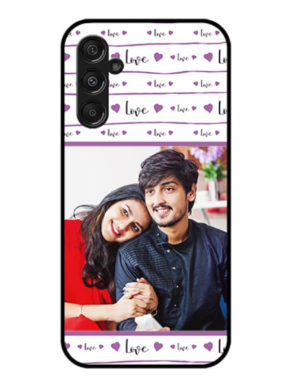 Custom Galaxy F34 5G Custom Glass Phone Case - Couples Heart Design