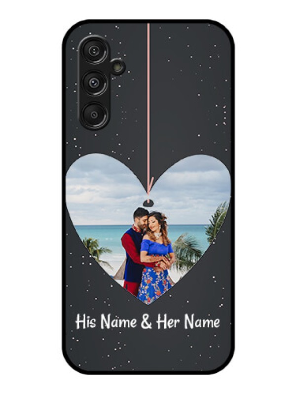 Custom Galaxy F34 5G Custom Glass Phone Case - Hanging Heart Design