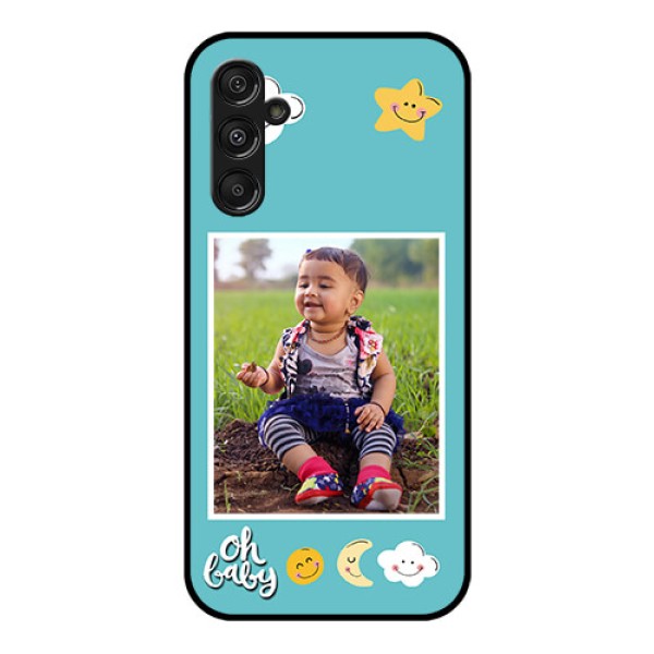 Galaxy F34 5G Custom Glass Phone Case - Smiley Kids Stars Design Galaxy F34 5G Custom Glass Phone Case - Smiley Kids Stars Design