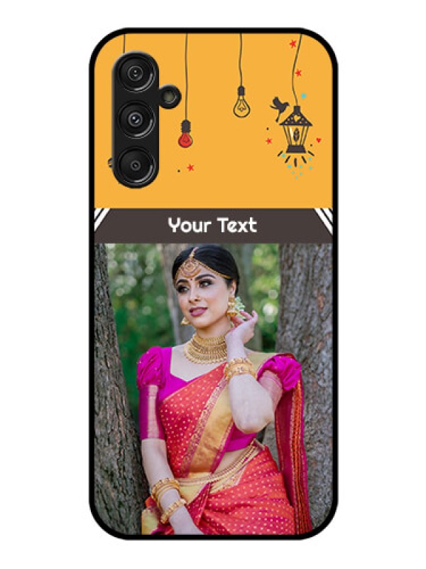 Custom Galaxy F34 5G Custom Glass Phone Case - With Family Picture And Icons