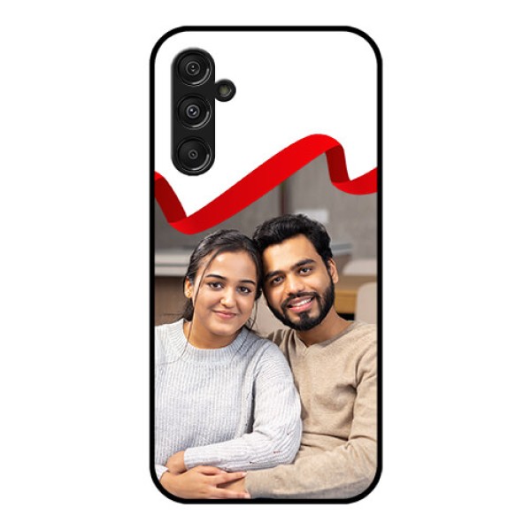 Galaxy F34 5G Custom Glass Phone Case - Red Ribbon Frame Design