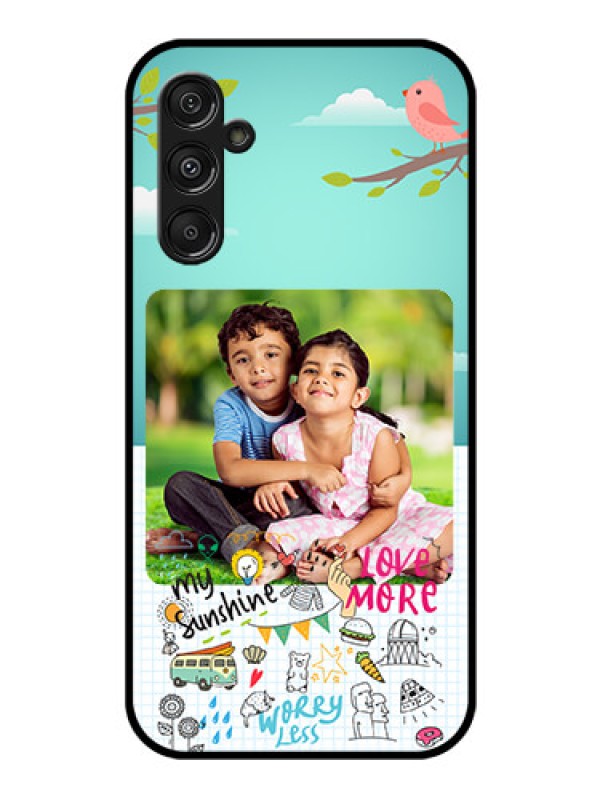 Custom Galaxy F34 5G Custom Glass Phone Case - Doodle Love Design