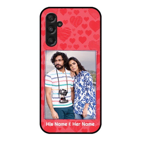 Galaxy F34 5G Custom Glass Phone Case - With Red Heart Symbols Design Galaxy F34 5G Custom Glass Phone Case - With Red Heart Symbols Design