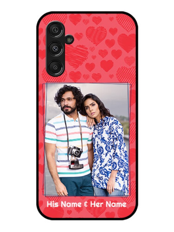 Custom Galaxy F34 5G Custom Glass Phone Case - With Red Heart Symbols Design