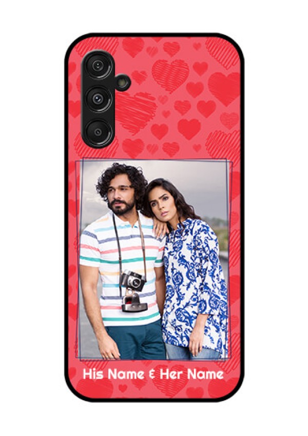 Galaxy F34 5G Custom Glass Phone Case - With Red Heart Symbols Design