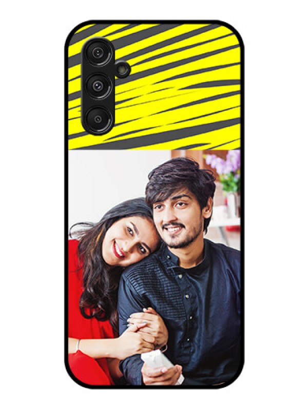 Custom Galaxy F34 5G Custom Glass Phone Case - Yellow Abstract Design