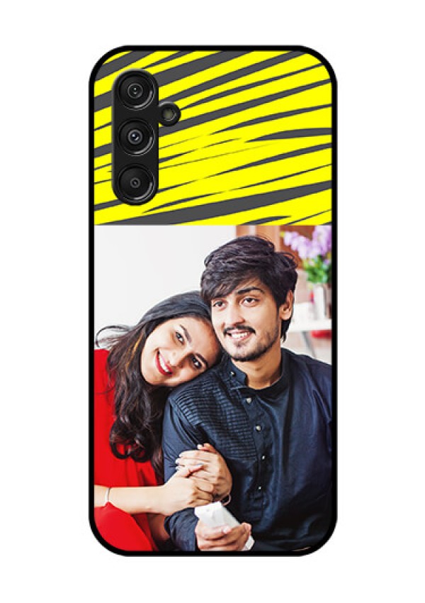 Galaxy F34 5G Custom Glass Phone Case - Yellow Abstract Design