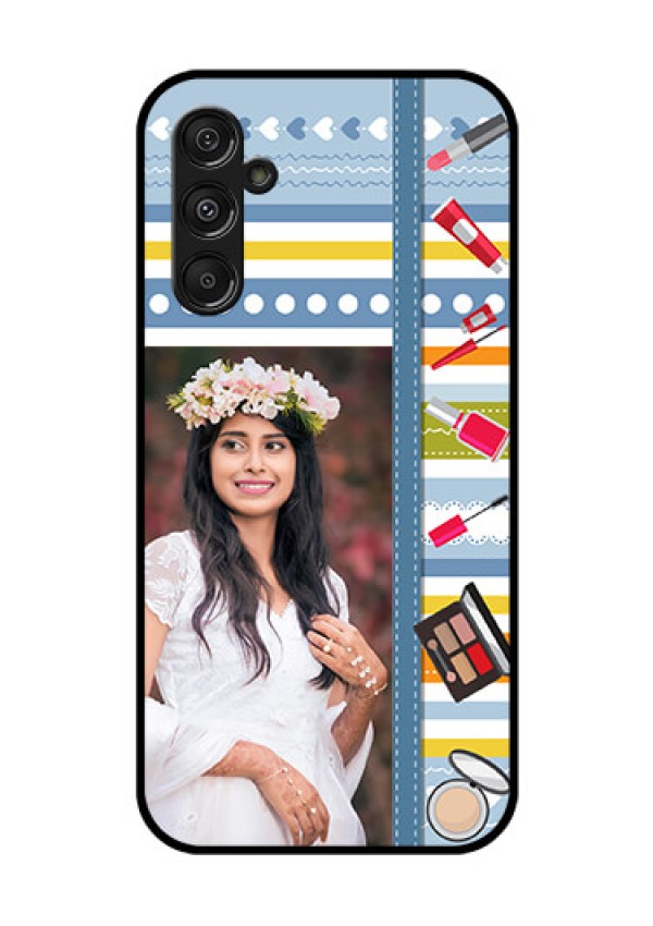 Galaxy F34 5G Custom Glass Phone Case - Makeup Icons Design