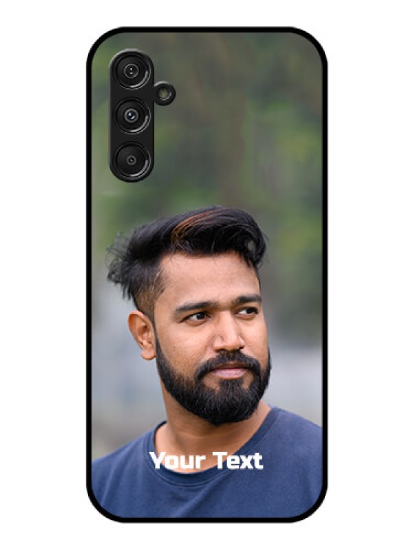 Custom Galaxy F34 5G Custom Glass Phone Case - Photo With Text Design