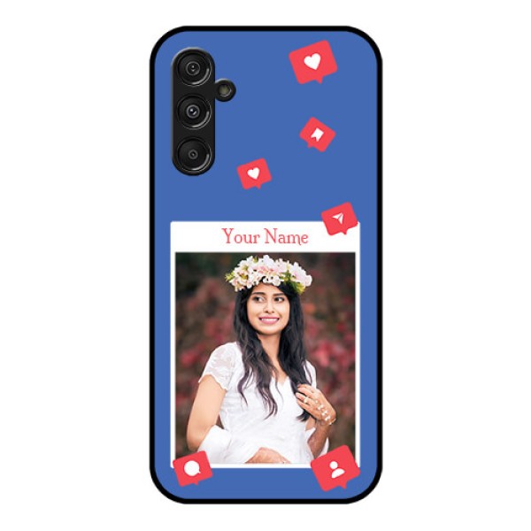 Galaxy F34 5G Custom Glass Phone Case - Like Share And Comment Design