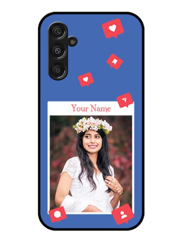 Custom Galaxy F34 5G Custom Glass Phone Case - Like Share And Comment Design