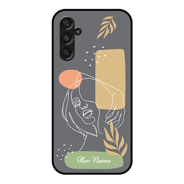 Galaxy F34 5G Custom Glass Phone Case - Gazing Woman Line Art Design