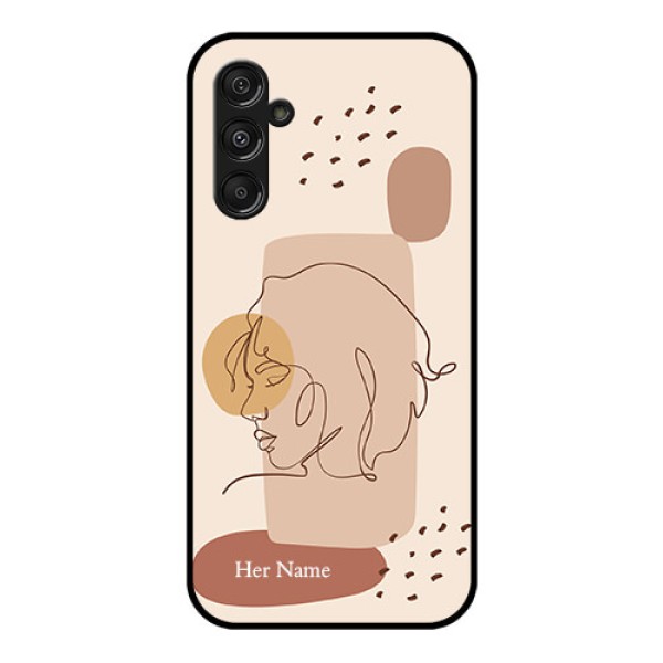 Galaxy F34 5G Custom Glass Phone Case - Calm Woman Line Art Design Galaxy F34 5G Custom Glass Phone Case - Calm Woman Line Art Design