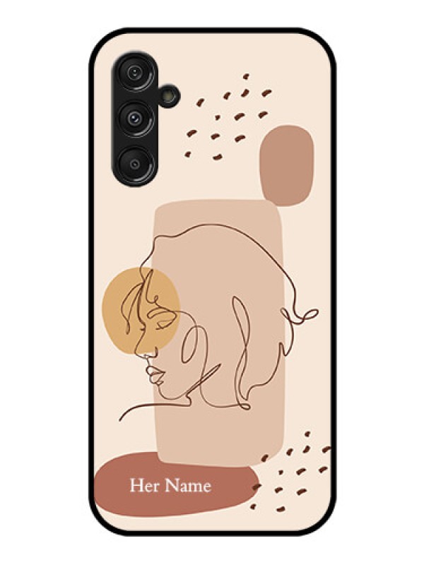 Custom Galaxy F34 5G Custom Glass Phone Case - Calm Woman Line Art Design
