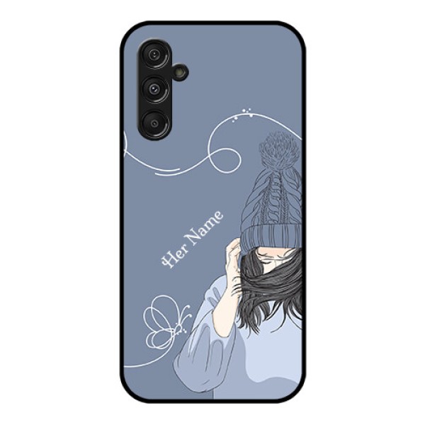 Galaxy F34 5G Custom Glass Phone Case - Girl In Winter Outfit Design