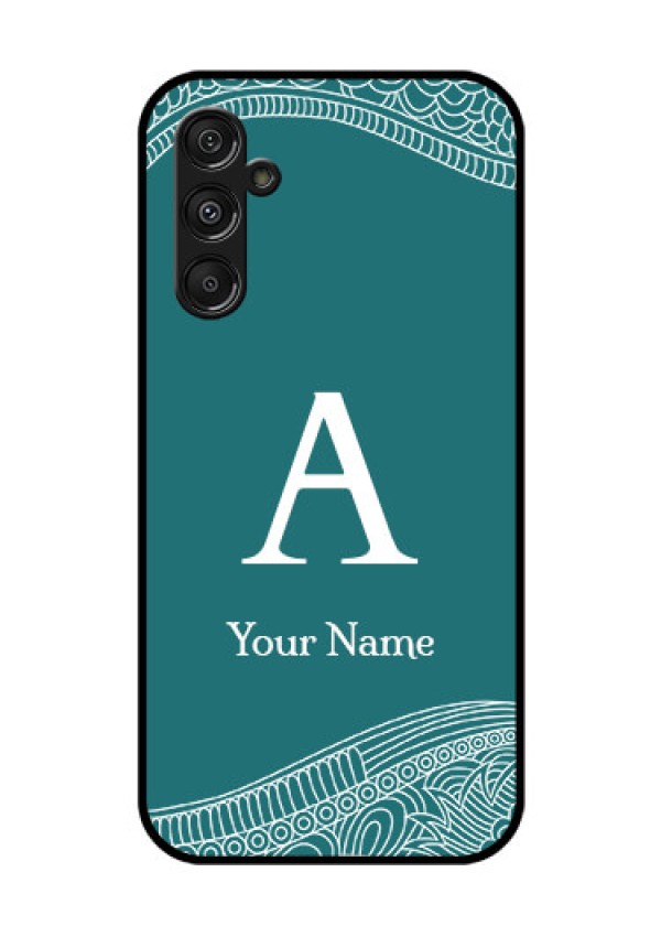 Galaxy F34 5G Custom Glass Phone Case - Line Art Pattern With Custom Name Design