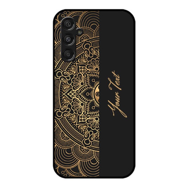 Galaxy F34 5G Custom Glass Phone Case - Mandala Art With Custom Text Design Galaxy F34 5G Custom Glass Phone Case - Mandala Art With Custom Text Design