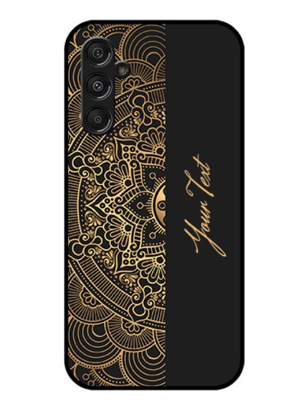 Custom Galaxy F34 5G Custom Glass Phone Case - Mandala Art With Custom Text Design