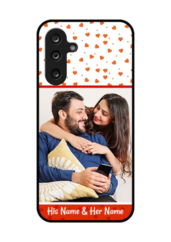 Samsung Galaxy F36 5G Custom Glass Phone Case - Orange Love Symbol Design