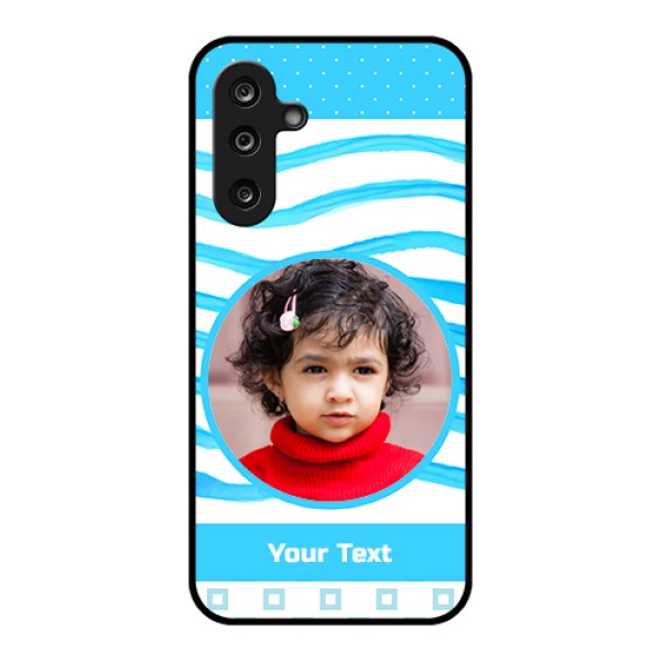 Samsung Galaxy F36 5G Custom Glass Phone Case - Simple Blue Case Design Samsung Galaxy F36 5G Custom Glass Phone Case - Simple Blue Case Design