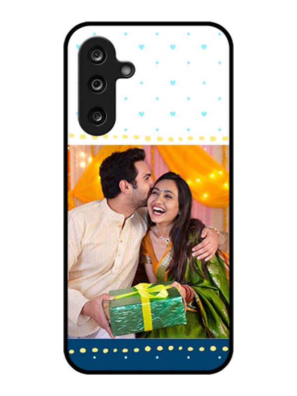 Custom Samsung Galaxy F36 5G Custom Glass Phone Case - White And Blue Abstract Design