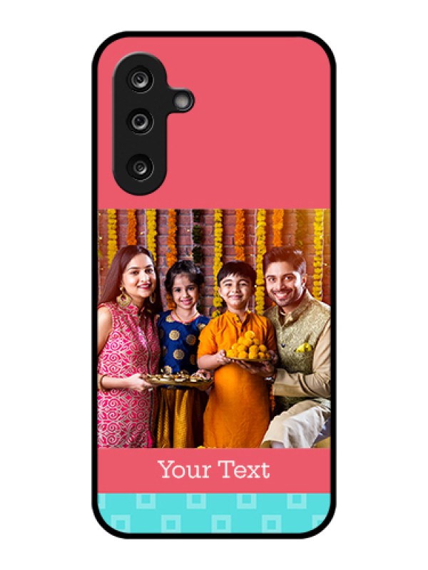 Custom Samsung Galaxy F36 5G Custom Glass Phone Case - Peach & Blue Color Design