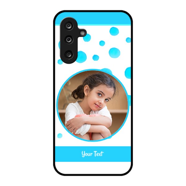 Samsung Galaxy F36 5G Custom Glass Phone Case - Blue Bubbles Pattern Design Samsung Galaxy F36 5G Custom Glass Phone Case - Blue Bubbles Pattern Design