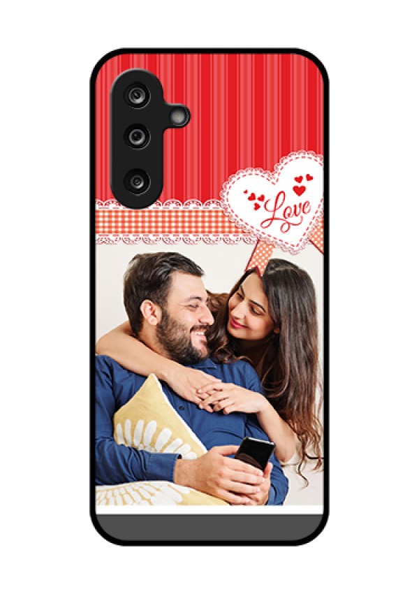 Samsung Galaxy F36 5G Custom Glass Phone Case - Red Love Pattern Design