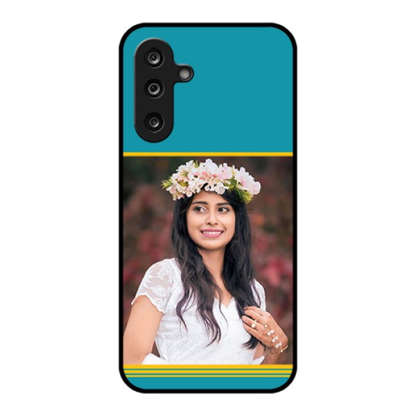 Samsung Galaxy F36 5G Custom Glass Phone Case - Yellow & Blue Design Samsung Galaxy F36 5G Custom Glass Phone Case - Yellow & Blue Design