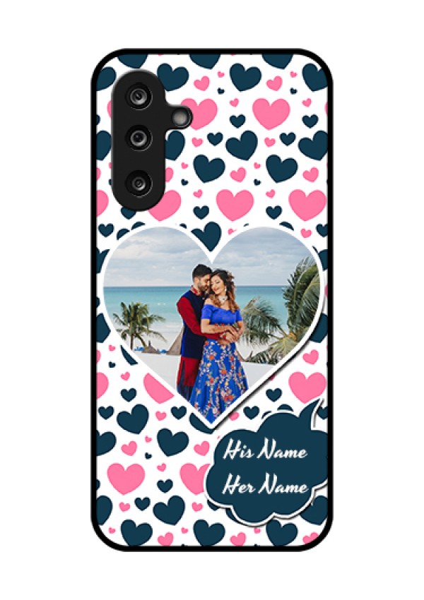 Samsung Galaxy F36 5G Custom Glass Phone Case - Pink & Blue Heart Design