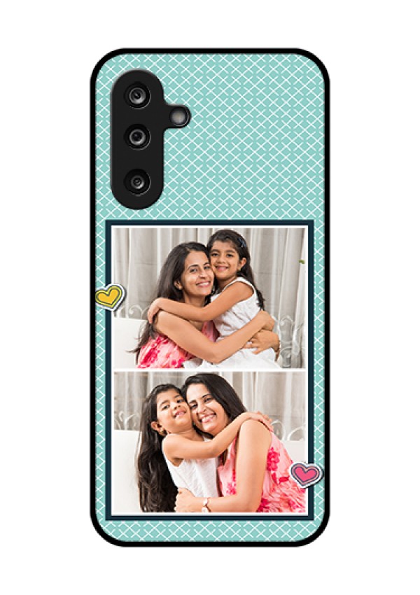 Samsung Galaxy F36 5G Custom Glass Phone Case - 2 Image Holder With Pattern Design