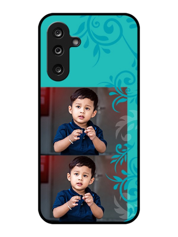 Custom Samsung Galaxy F36 5G Custom Glass Phone Case - With Photo And Green Floral Design