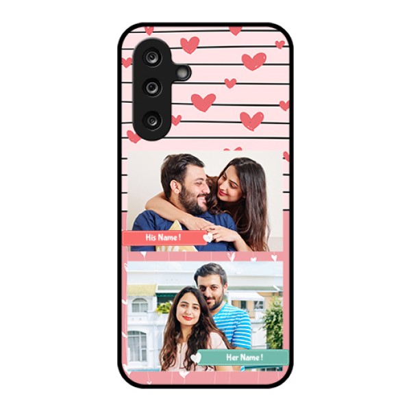 Samsung Galaxy F36 5G Custom Glass Phone Case - Photo With Heart Design Samsung Galaxy F36 5G Custom Glass Phone Case - Photo With Heart Design