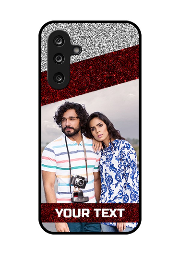 Samsung Galaxy F36 5G Custom Glass Phone Case - Image Holder With Glitter Strip Design
