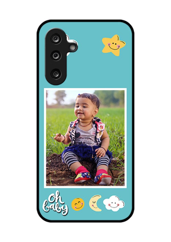 Samsung Galaxy F36 5G Custom Glass Phone Case - Smiley Kids Stars Design