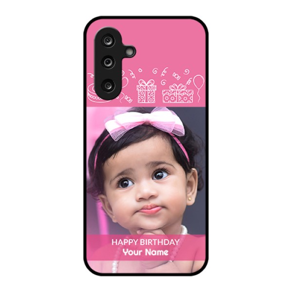Samsung Galaxy F36 5G Custom Glass Phone Case - With Birthday Line Art Design Samsung Galaxy F36 5G Custom Glass Phone Case - With Birthday Line Art Design