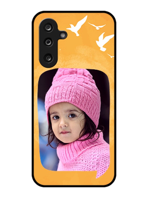 Custom Samsung Galaxy F36 5G Custom Glass Phone Case - Water Color Design With Bird Icons