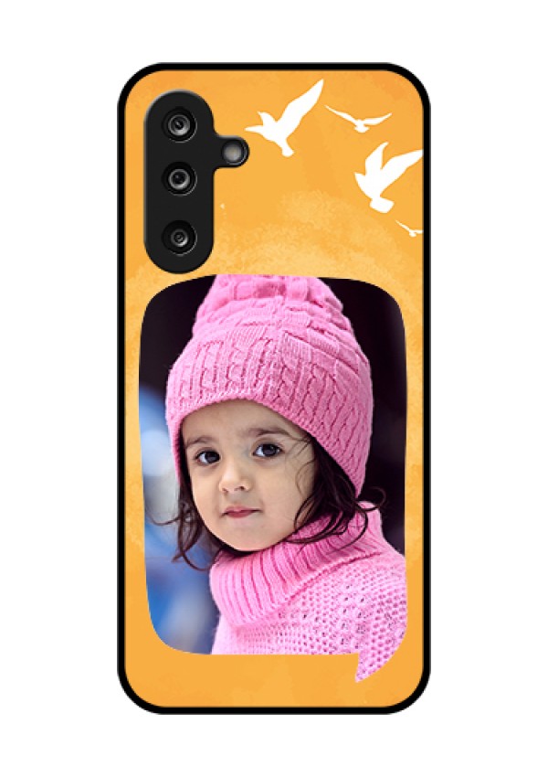 Samsung Galaxy F36 5G Custom Glass Phone Case - Water Color Design With Bird Icons