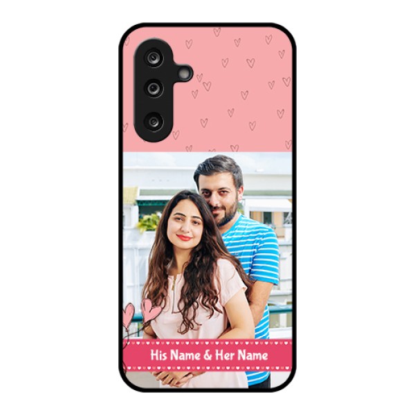 Samsung Galaxy F36 5G Custom Glass Phone Case - Love Design Peach Color Samsung Galaxy F36 5G Custom Glass Phone Case - Love Design Peach Color