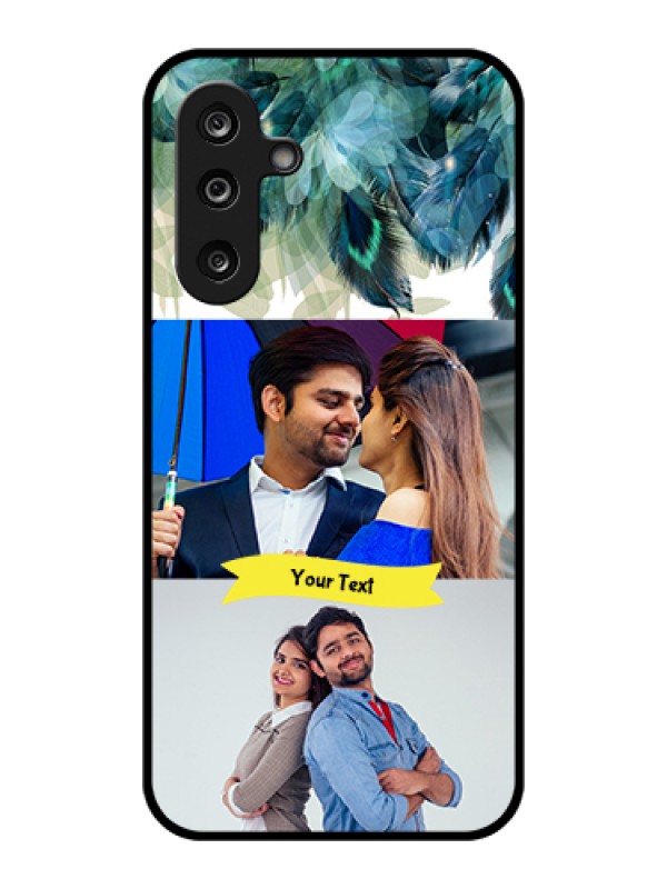 Custom Samsung Galaxy F36 5G Custom Glass Phone Case - Image With Boho Peacock Feather Design