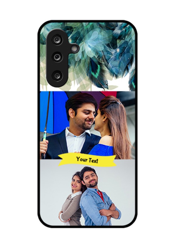 Samsung Galaxy F36 5G Custom Glass Phone Case - Image With Boho Peacock Feather Design