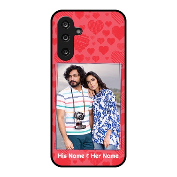 Samsung Galaxy F36 5G Custom Glass Phone Case - With Red Heart Symbols Design Samsung Galaxy F36 5G Custom Glass Phone Case - With Red Heart Symbols Design
