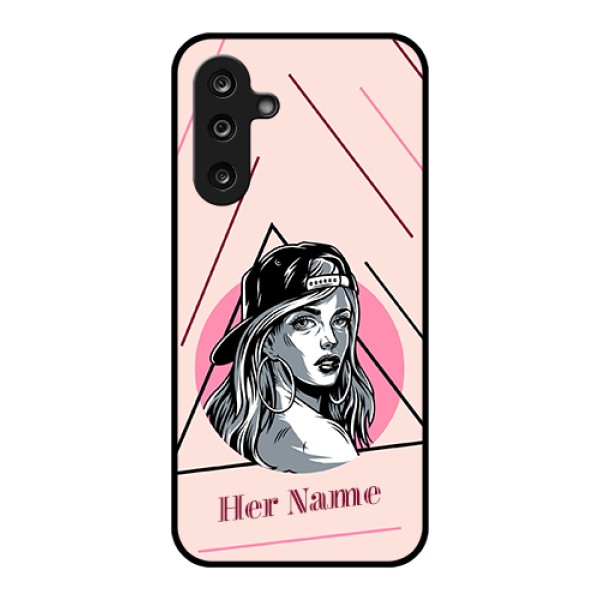 Samsung Galaxy F36 5G Custom Glass Phone Case - Rockstar Girl Design Samsung Galaxy F36 5G Custom Glass Phone Case - Rockstar Girl Design