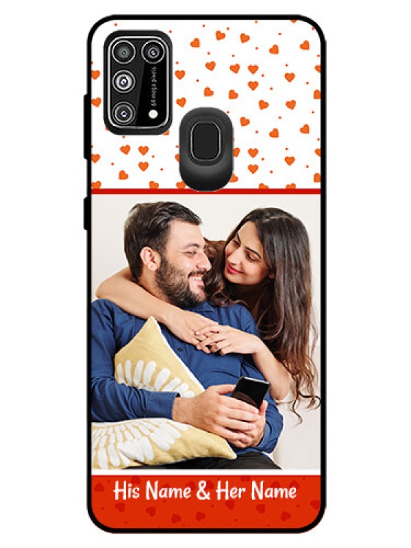 Custom Galaxy F41 Custom Glass Phone Case  - Orange Love Symbol Design