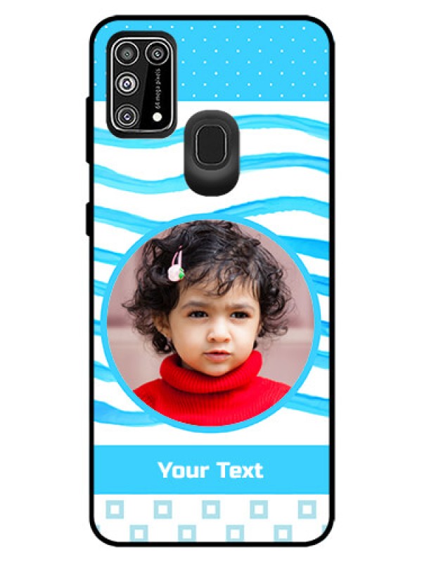 Custom Galaxy F41 Custom Glass Phone Case  - Simple Blue Case Design
