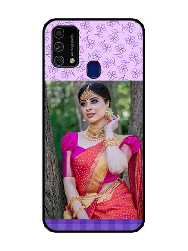 Custom Galaxy F41 Custom Glass Phone Case  - Purple Floral Design