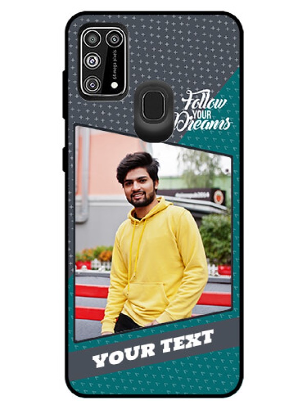 Custom Galaxy F41 Personalized Glass Phone Case  - Background Pattern Design with Quote