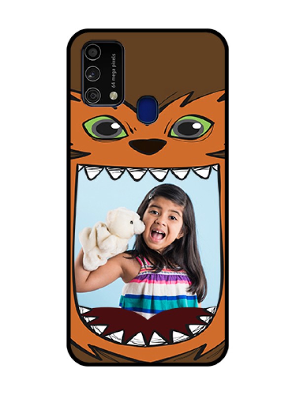 Custom Galaxy F41 Photo Printing on Glass Case  - Owl Monster Back Case Design